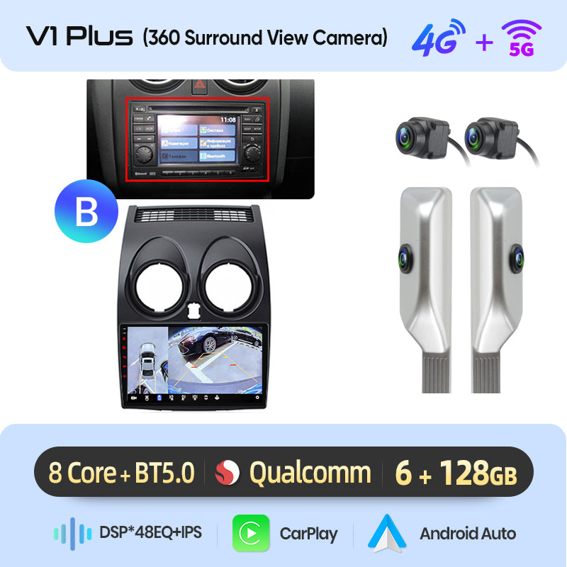 Junsun AI voice 4G LTE wireless CarPlay Android Auto Radio For Nissan Qashqai J10 2006 2007 2008-2013 Car Intelligent Systems Multimedia player Stereo RDS BT 2 din autoradio GPS Navi screen