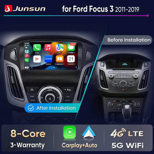 Junsun Wireless CarPlay Car Radio For Ford Focus 3 2011 2012 2013 2014-2019 Android Multimedia