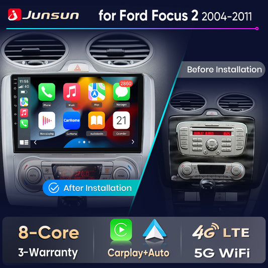 Junsun Wireless CarPlay Car Radio For Ford Focus 2 2004 2005 2006 2007-2011 Android Multimedia