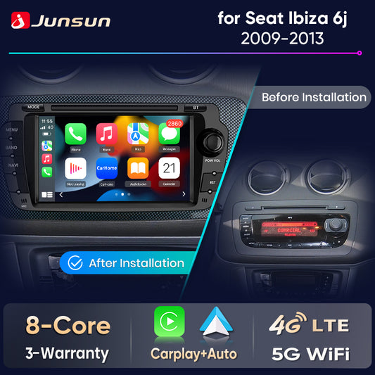Junsun Wireless CarPlay Car Radio For Seat Ibiza 6j 2009 2010 2011-2013 Android Multimedia