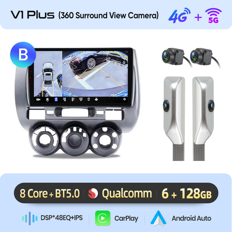 Junsun AI voice 4G LTE wireless CarPlay Android Auto Radio For Honda Fit Jazz City 2002 2003 2004-2007 Car Intelligent Systems Multimedia player Stereo RDS BT 2 din autoradio GPS Navi screen