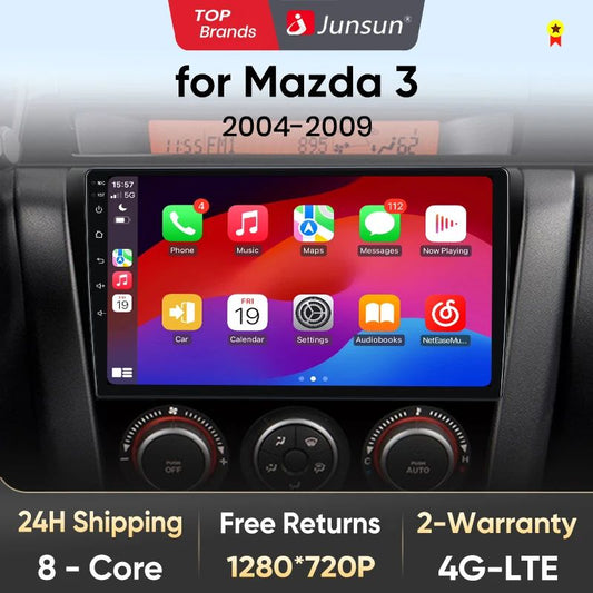 Junsun AI voice 4G LTE wireless CarPlay Android Auto Radio For Mazda 3 bk 2004 2005-2009 Car Intelligent Systems Multimedia player Stereo RDS BT 2 din autoradio GPS Navi screen