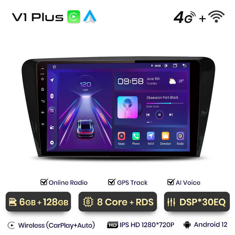 Junsun V2 PLus 8+256GB Car intelligent systems For SKODA Octavia 3 A7 2013-2018 Carplay 4G Car Multimedia GPS 2din autoradio