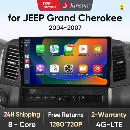 Radio Junsun AI Voice 2 DIN Android para Jeep Grand Cherokee 2004, 2005, 2006, 2007, Carplay 4G, GPS, multimedia, 2 DIN
