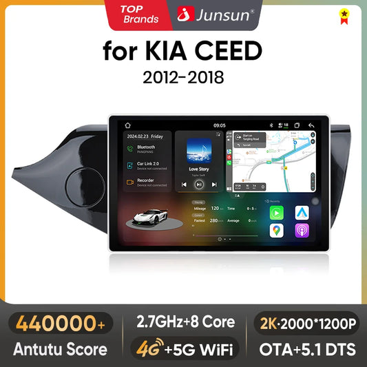 Junsun V3 Plus 2K Android 13 CarPlay inalámbrico Android Auto Sistemas inteligentes para KIA CEED JD Cee'd 2012-2018 Autoradio