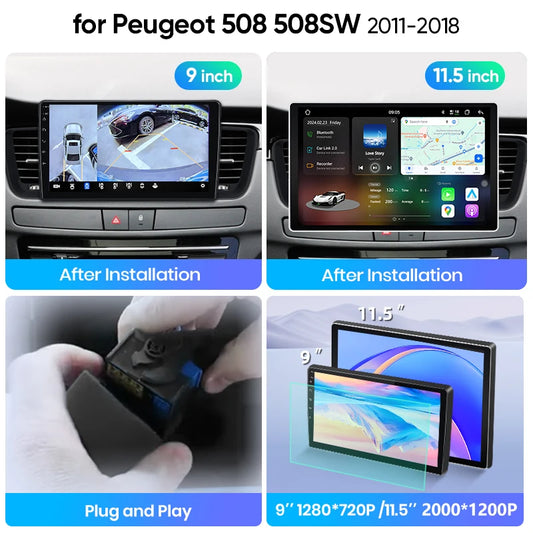 Junsun Wireless CarPlay Car Radio For Peugeot 508 SW 2011-2015 2016 2017 2018 Android Multimedia