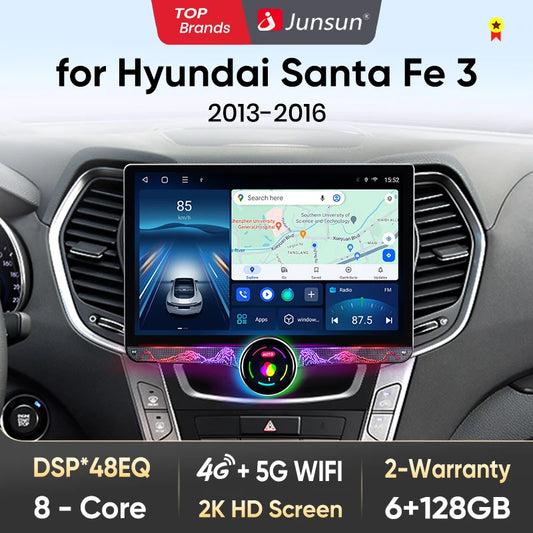Junsun AI Wireless CarPlay Android Auto Car Radio For Hyundai Santa Fe 3 2013 2014 2015-2016 4G GPS Smart Intelligent Systems