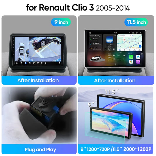 Junsun Wireless CarPlay Car Radio For Renault Clio 3 2005 2006 2007-2014 Android Multimedia