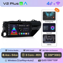 Cargar imagen en el visor de la galería, Radio Junsun V1 Plus para Toyota Hilux PickUp AN120 2015-2020 con CarPlay inalámbrico, Android Auto, 2 DIN, DVD.