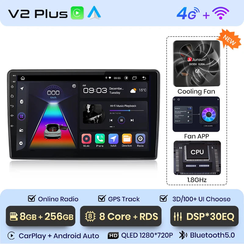 Junsun V1 Plus Car Radio For Citroen C2 C3 2001 - 2010 wireless CarPlay Android Auto car intelligent systems No 2 din 2din DVD