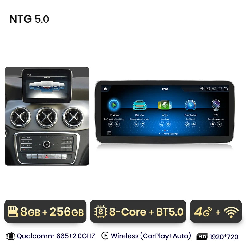 Junsun Car Radio Multimedia For Mercedes Benz A Class W176 GLA CLA X156 C117 NTG 4.5 5.0 Wireless CarPlay Android Auto 4G WiFi