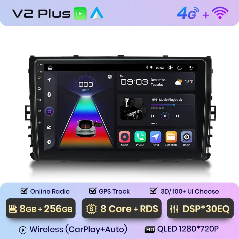 Junsun Wireless CarPlay Android Auto Radio For Volkswagen VW MQB POLO VI Jetta MK7 T6 Bora 2018 2019 2020 2021 4G 2 din RDS BT