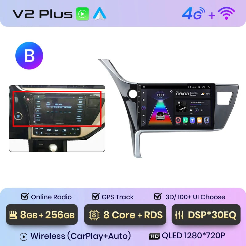 Junsun V1pro AI Voice Car Radio Android Auto Multimedia For Toyota Corolla 11 Auris E180 2017 - 2019 CarPlay GPS 2din autoradio