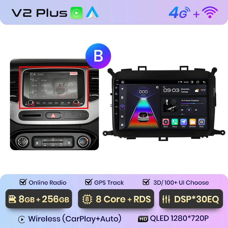 Junsun V1pro AI Voice 4G Carplay Android Auto Multimedia Player For Kia Carens 2013-2018 2din Car Radio GPS autoradio bluetooth