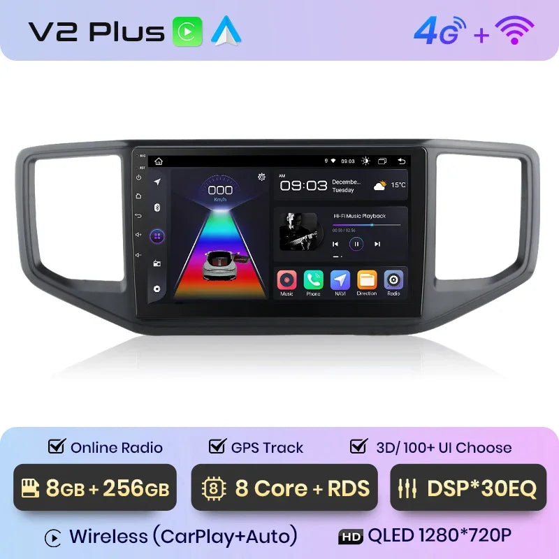 Junsun Wireless CarPlay Android Auto Radio For VOLKSWAGEN AMAROK 2017 Car Intelligent Systems RDS BT WiFi 2 din