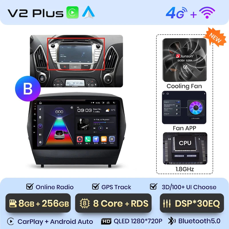 Junsun Car Radio For Hyundai Tucson 2 ix35 2009 - 2015 wireless CarPlay Android Auto car intelligent systems No 2 din 2din DVD