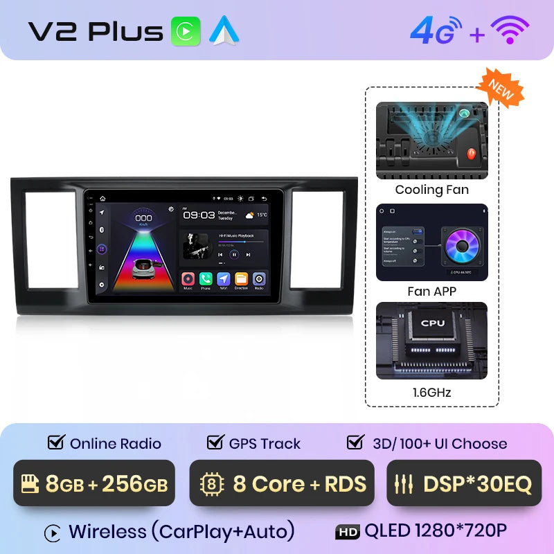 Junsun V1 AI Voice Wireless CarPlay Android Auto Radio For Volkswagen Caravelle 2015-2020 4G Car Multimedia GPS 2din autoradio