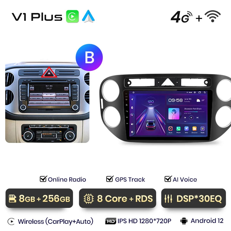 Junsun V1pro AI Voice 2 din Android Auto Radio For VW Volkswagen Tiguan 1 NF 2006-2016 Carplay Car Multimedia GPS 2din autoradio