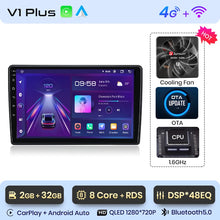 Cargar imagen en el visor de la galería, Radio Junsun V1 Plus para Skoda Fabia 2 2007-2014 con CarPlay inalámbrico, Android Auto, sistema inteligente para coche, 2 DIN, DVD.