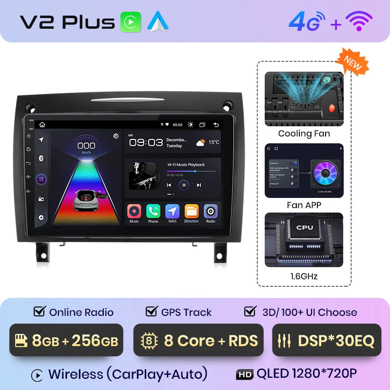 Junsun V1 CarPlay Android Auto Radio For Mercedes Benz SLK Class R171 2004-2011 SLK 200 280 300 350 Car Multimedia autoradio