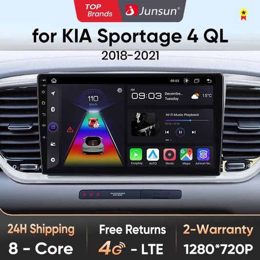 Junsun V1pro - Radio para coche con Android 10, reproductor multimedia con voz IA para Kia Sportage 4 QL (2018-2021), Carplay 4G, DSP, 2 DIN, GPS
