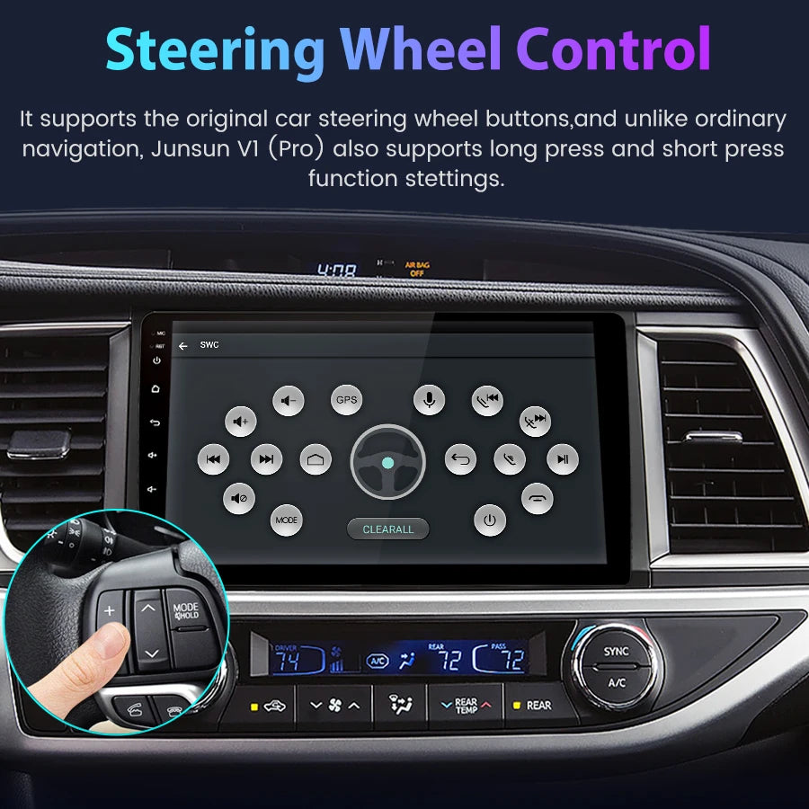 Junsun Car Radio For Toyota Highlander 2014-2019 Built in Carplay Android Auto Car Stereo Android Head Unit WiFi GPS Navigation