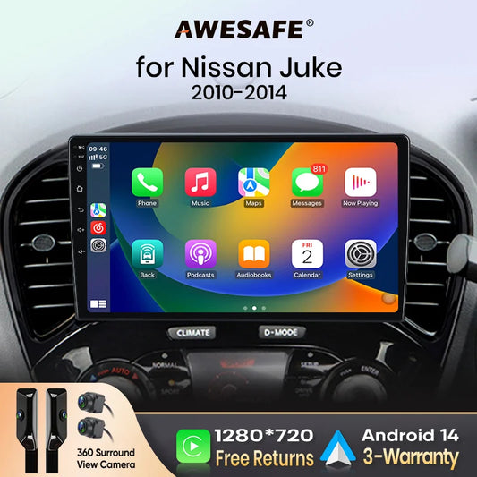 AWESAFE PX9 Car Radio Autoradio for Nissan Juke YF15 2010-2014 Wireless Carplay Screen Android Auto Stereo GPS Navi FM RDS BT