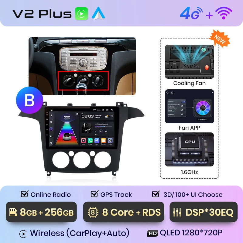 Junsun V1pro AI Voice 2 din Android Auto Radio For Ford S-Max S max 2007 - 2015 Carplay 4G Car Multimedia GPS 2din autoradio