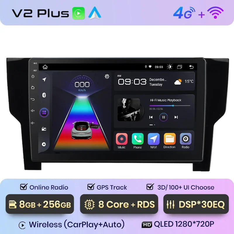Junsun Wireless CarPlay Android Auto Radio For VOLKSWAGEN PASSAT 2019 Car Intelligent Systems RDS BT WiFi 2 din