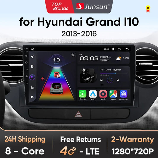 Junsun V1pro AI Voice 2 DIN Android Auto Radio para Hyundai Grand I10 2013-2016 Carplay 4G Car Multimedia GPS 2 DIN Autoradio