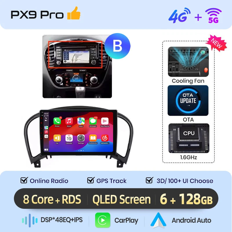 AWESAFE PX9 Car Radio Autoradio for Nissan Juke YF15 2010-2014 Wireless Carplay Screen Android Auto Stereo GPS Navi FM RDS BT