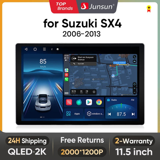 Junsun X7 PRO - Radio de coche inalámbrica con CarPlay y Android Auto para Suzuki SX4 (2006-2013), 11,5" 2K, con IA y voz