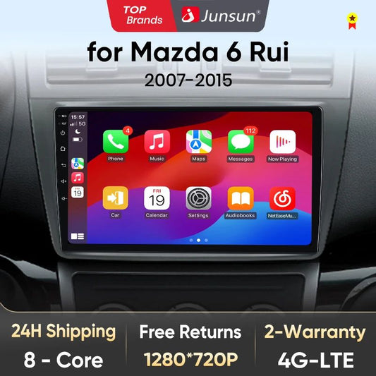 Junsun AI voice 4G LTE wireless CarPlay Android Auto Radio For Mazda 6 GH 2007 - 2012 Car Intelligent Systems Multimedia player Stereo RDS BT 2 din autoradio GPS Navi screen