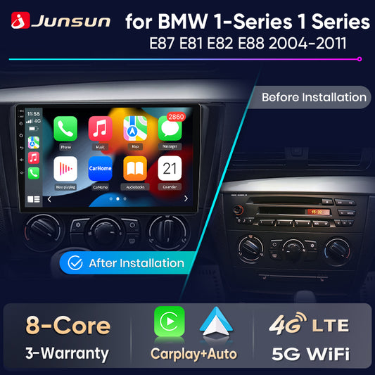 Junsun Wireless CarPlay Car Radio For BMW 1-Series 1 Series E87 E81 E82 E88 2004 2005-2011 Android Multimedia