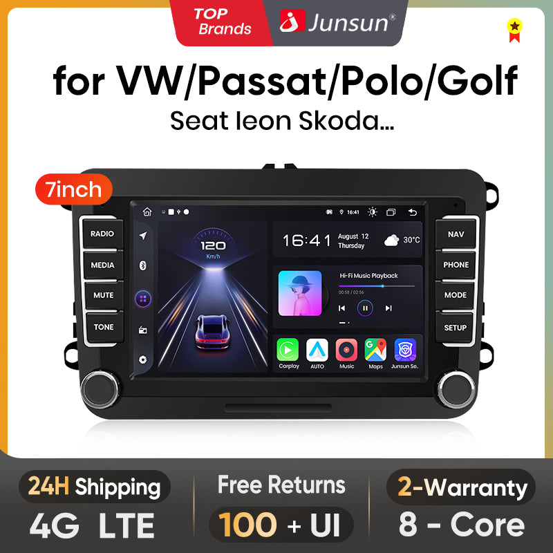 Junsun Android 13 Drahtlose Carplay Autoradio Für Volkswagen Golf 5 6 Polo Passat B6 B7 Sitz Skoda Jetta Universal Muiltmedia 