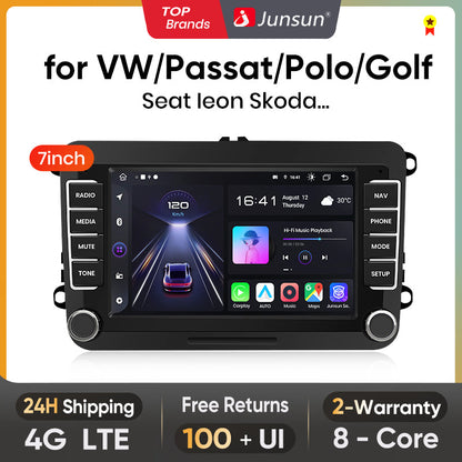 Junsun Android 13 Drahtlose Carplay Autoradio Für Volkswagen Golf 5 6 Polo Passat B6 B7 Sitz Skoda Jetta Universal Muiltmedia 