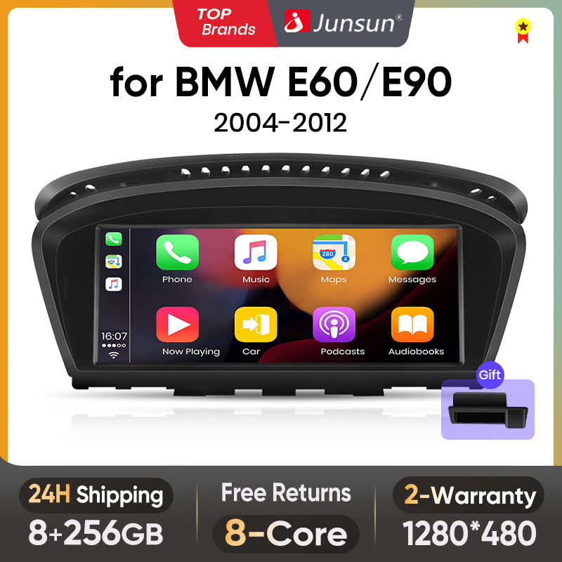 Radio Junsun de 8,8 pulgadas con Android y CarPlay inalámbrico para BMW Serie 5 E60 E61 E62 2004-2010, unidad principal de audio 4G WiFi BT