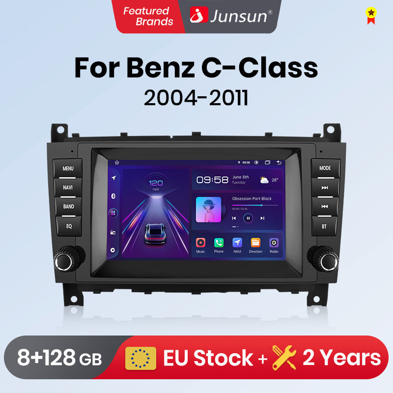 Junsun AI Android 13 CarPlay Auto Autoradio für Mercedes Benz C-Klasse W203 W209 C180 W219 2004-2011 Multimedia GPS 4G DSP RDS