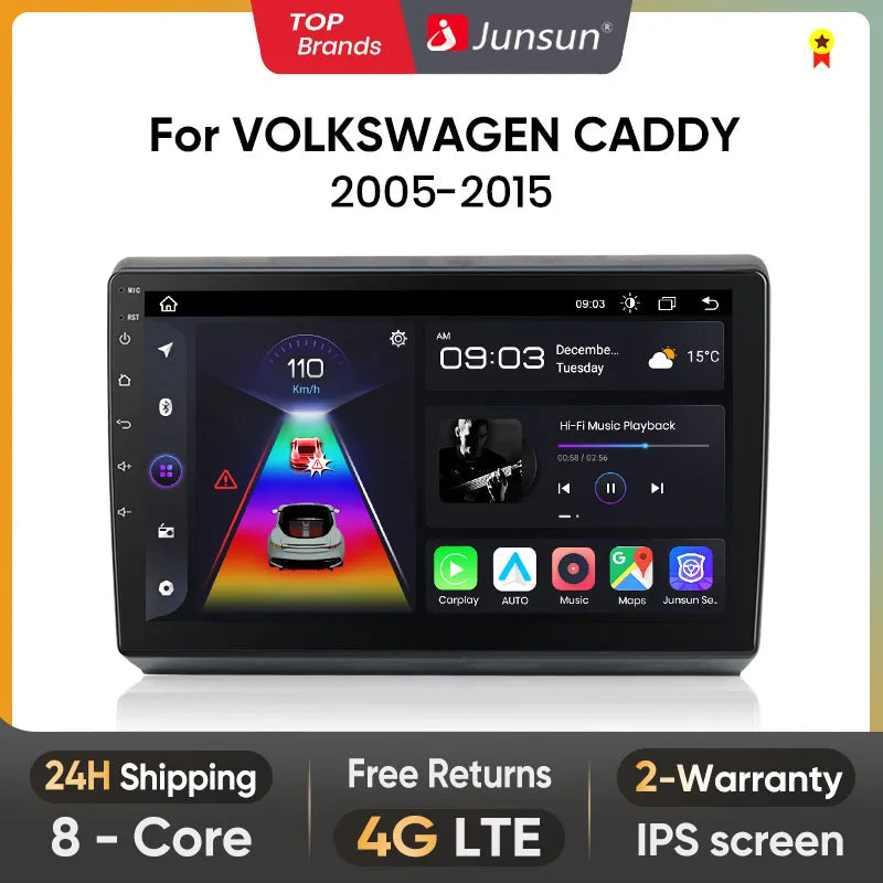 Junsun AI Voice 2 din Android Auto Radio For VOLKSWAGEN CADDY 2005-2015 Carplay 4G Car Multimedia GPS 2din autoradio