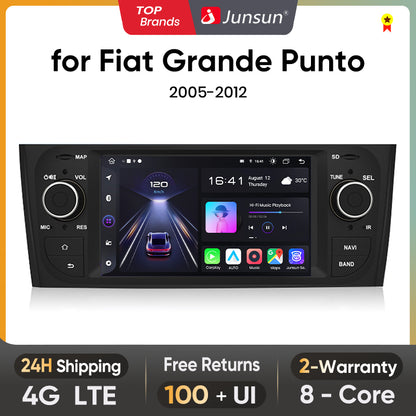 Junsun AI voice 4G LTE wireless CarPlay Android Auto Radio For Fiat Grande Punto 2005-2012 Car Intelligent Systems Multimedia player Stereo RDS BT 2 din autoradio GPS Navi screen