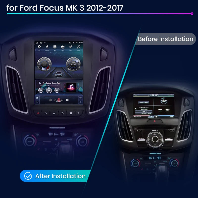 Junsun For Tesla Style Android Auto 4G Wireless Carplay DSP Car Radio Multimedia Player For Ford Focus MK 3 2012-2017 no 2din