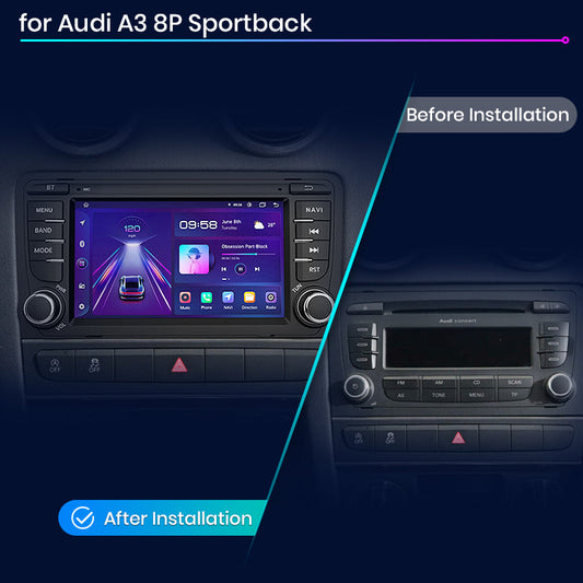 Junsun AI voice 4G LTE wireless CarPlay Android Auto Radio For Audi A3 8P 2003 2004 2005 2006 2007 - 2011 S3 RS3 Sportback Car Intelligent Systems Multimedia player Stereo RDS BT 2 din autoradio GPS Navi screen