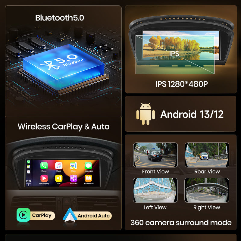 Radio Junsun de 8,8 pulgadas con Android y CarPlay inalámbrico para BMW Serie 5 E60 E61 E62 2004-2010, unidad principal de audio 4G WiFi BT
