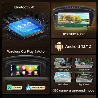 Radio Junsun de 8,8 pulgadas con Android y CarPlay inalámbrico para BMW Serie 5 E60 E61 E62 2004-2010, unidad principal de audio 4G WiFi BT