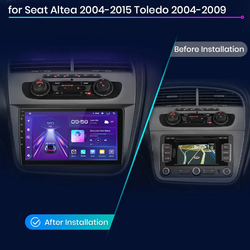 Junsun V1 AI Voice - Radio inalámbrica CarPlay Android Auto para Seat Altea 2004-2015 Toledo 3 4G, GPS, 2DIN, multimedia para coche