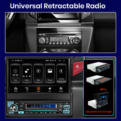 Junsun Wireless Carplay Android Auto 7 "Retractable Touch Screen Universal Radio 1 Din Foldden Car Multimedia Player GPS Autorad