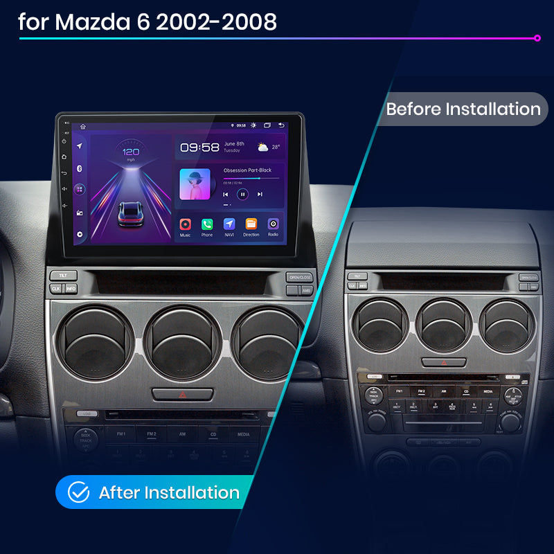 Junsun AI Voice 2 din Android Auto Radio para Mazda 6 2002 2003 2004 2005 2006 2007 2008 Carplay 4G coche Multimedia GPS 2din autoradio