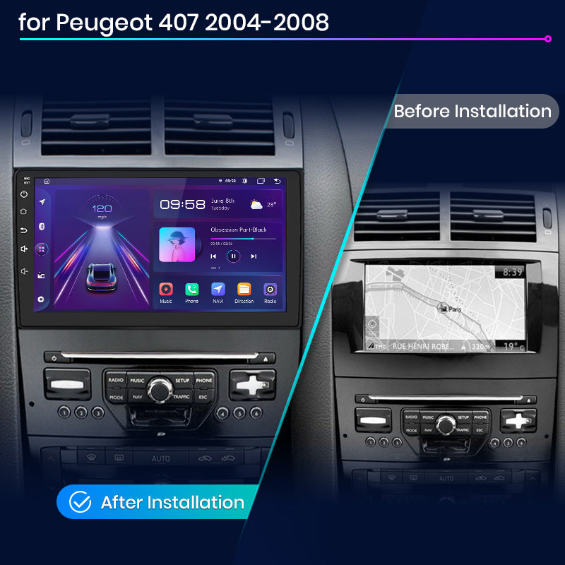 Junsun AI Voice 2 din Android Autoradio Für Peugeot 407 cc SW 407CC 2004 2005 2005 2006 2007 2008 2009 2010 2011 Carplay 4G Auto Multimedia GPS 2din autoradio