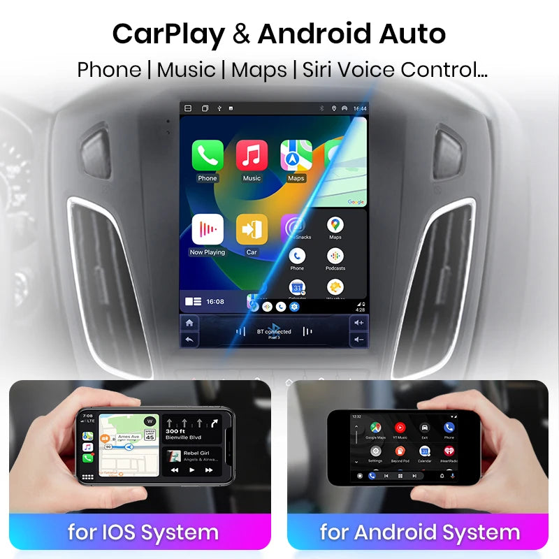 Junsun For Tesla Style Android Auto 4G Wireless Carplay DSP Car Radio Multimedia Player For Ford Focus MK 3 2012-2017 no 2din