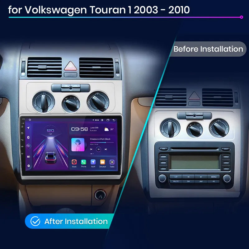 Junsun AI Stimme 2 din Android Auto Radio Für Volkswagen Touran 1 2003 - 2010 Carplay 4G Auto Multimedia GPS 2din autoradio